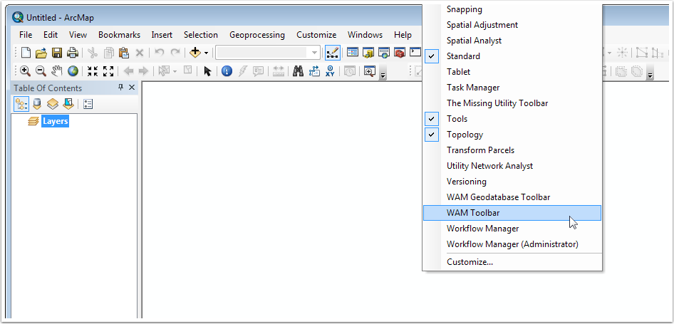 Activating the WAM Toolbar.