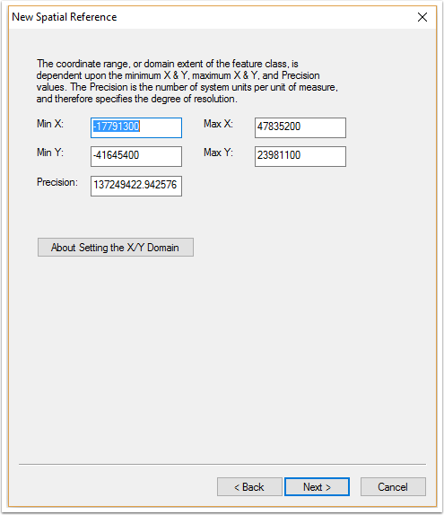 Selecting the domain of the horizontal coordinate system