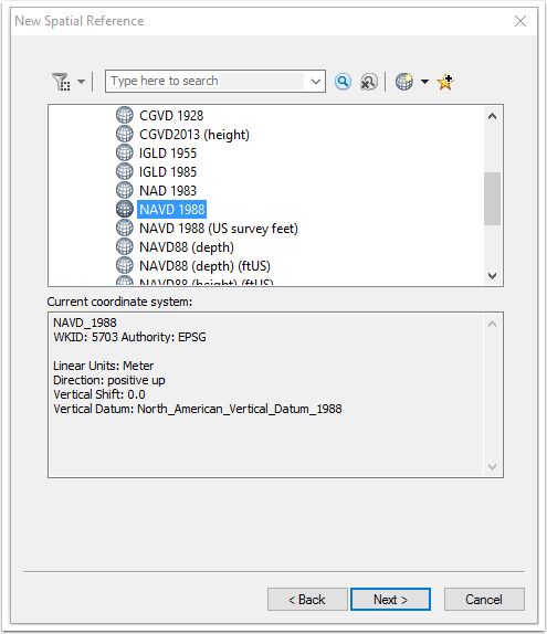 Selecting the vertical coordinate system